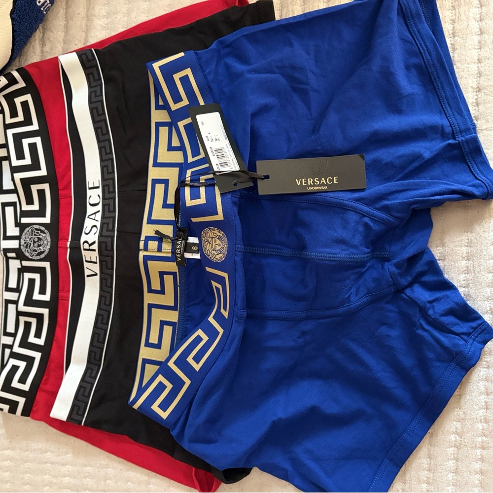 Versace Men's Boxer Briefs Set - Blue, Black, Red